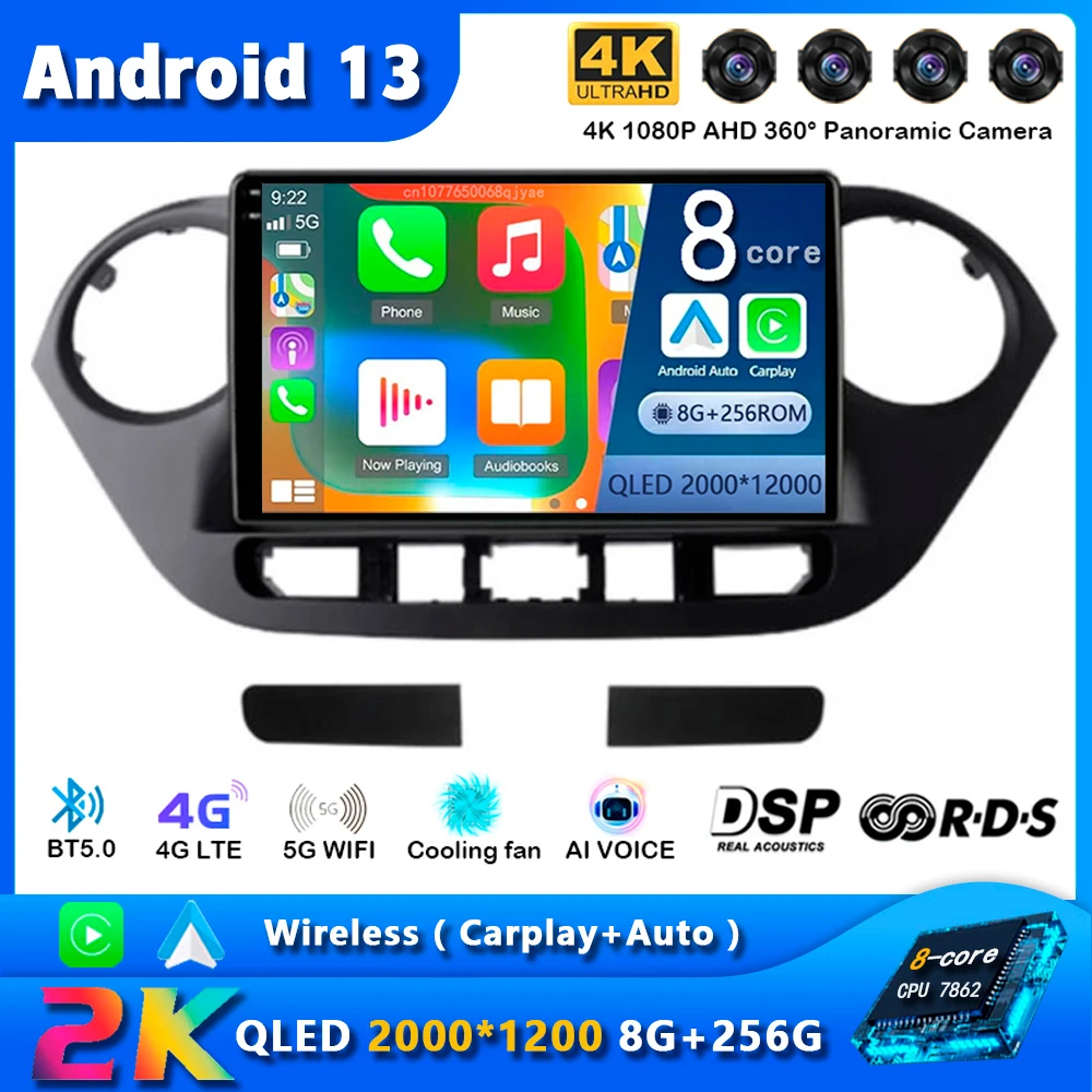 

Android 13 Car Radio For Hyundai Grand I10 2013 - 2016 Navigation GPS Multimedia Player Stereo wifi+4G SIM Carplay DVD video BT