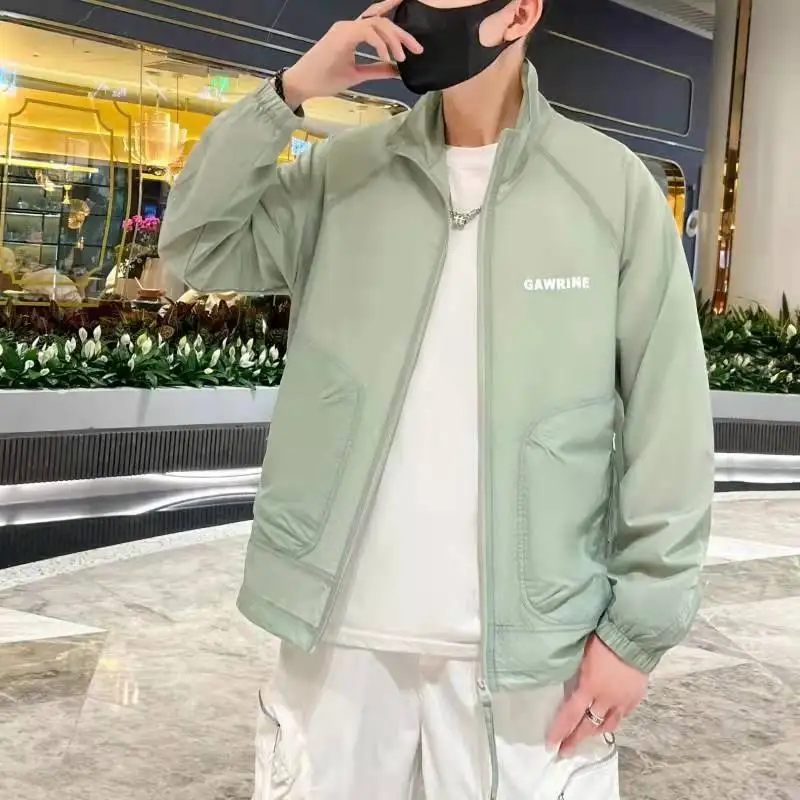 

College Style Varsity Jacket for Men Bomber Jacket Men's Windbreakers Zipper Coats Spring Autumn Loose Cargo Jacket Men Casual