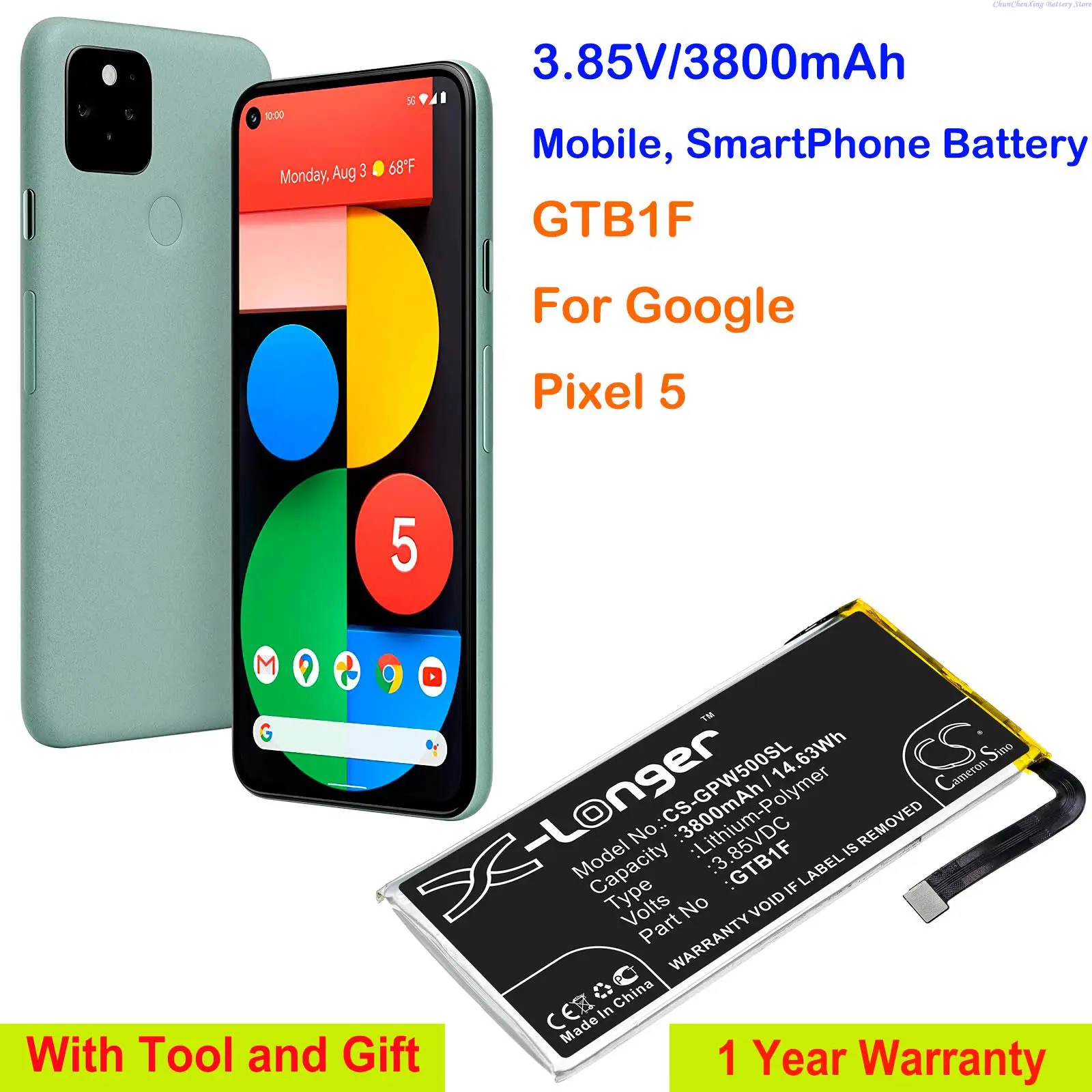 Мобильный телефон OrangeYu 3800 мАч, батарея для смартфона GTB1F для Google Pixel 5
Мобильный телефон OrangeYu 3800 мАч, батарея для смартфона GTB1F для Google Pixel 5