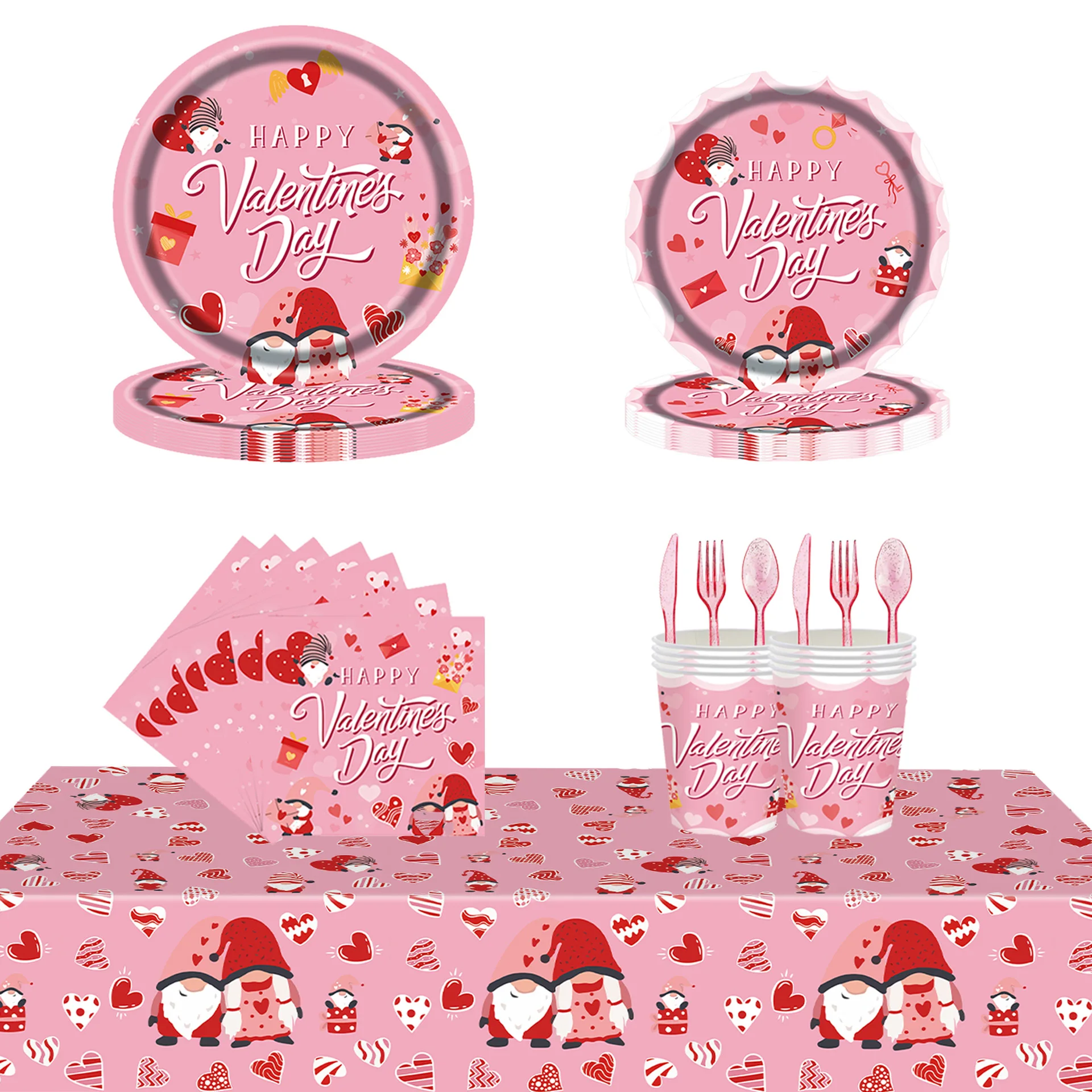 Happy Valentine's Day Theme Party Supplies Pink Disposable Tableware Set Paper Cups Napkins Plates Banners Birthday Decoration
Happy Valentine's Day Theme Party Supplies Pink Disposable Tableware Set Paper Cups Napkins Plates Banners Birthday Decoration