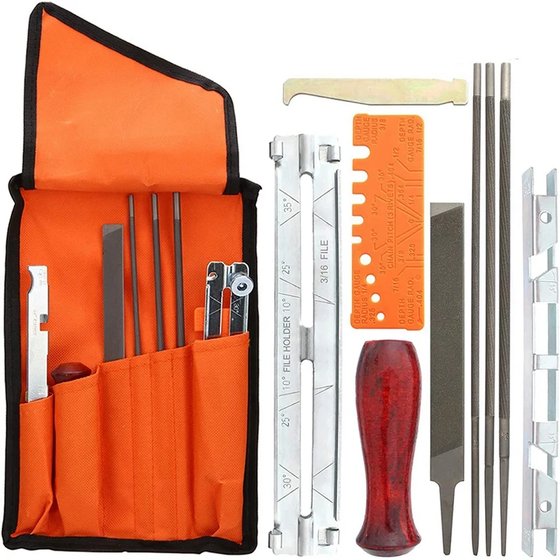 

10 Piece Chain Saws Sharpening File Kit, File Kit For Sharpening Saw Chains, Contains File Sharpening Guides Depth Gauge