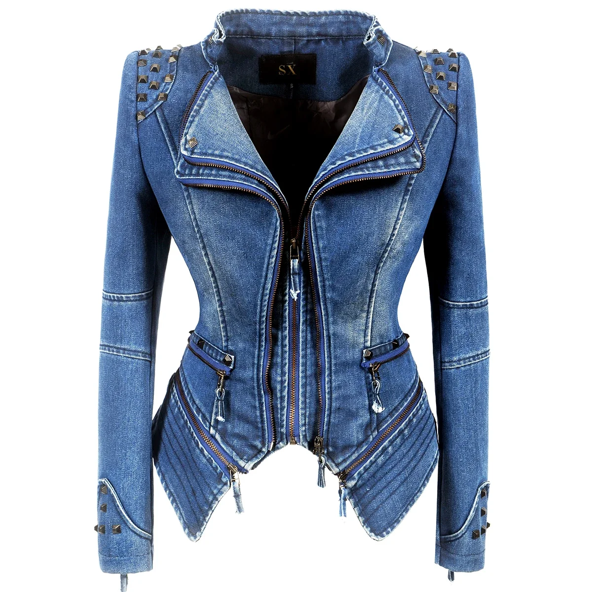 Punk Rivet Short Denim Slim Jackets Women Wash Long Sleeve Vintage Casual Studs Jean Outerwear Motorcycle Denim Coat Large Size
Punk Rivet Short Denim Slim Jackets Women Wash Long Sleeve Vintage Casual Studs Jean Outerwear Motorcycle Denim Coat Large Size