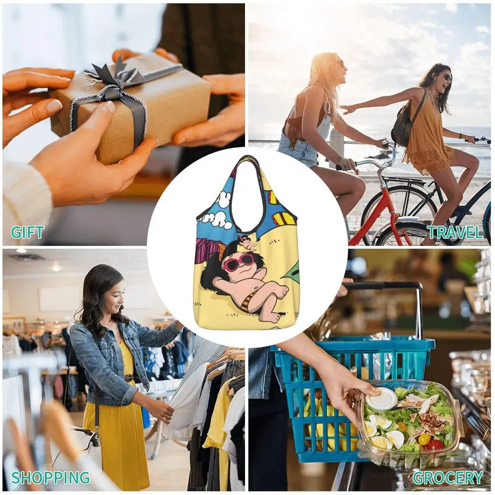 Custom Vintage Mafalda Manga Grocery Shopping Bag 182 S37121b60247042c3a02cd42456b68d75g