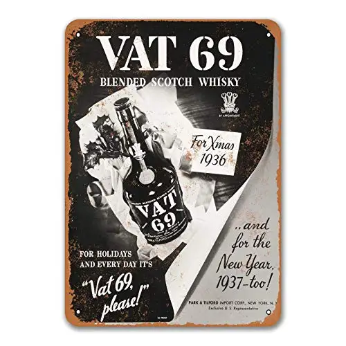 1936 Vat 69 Scotch Whiskey Sign, Retro Metal Sings Wall Decor Art Vintage Tin Signs for Beer Pub Kitchen BBQ Restaurant Dinner
1936 Vat 69 Scotch Whiskey Sign, Retro Metal Sings Wall Decor Art Vintage Tin Signs for Beer Pub Kitchen BBQ Restaurant Dinner