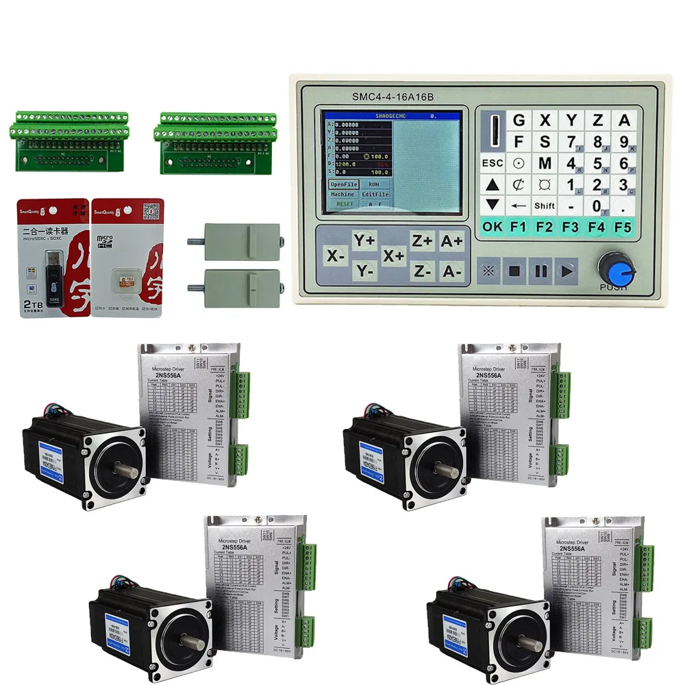SMC4-4-16A16B 4-axis motion controller kit offline engraving and milling machine controller NEMA23 3NM stepper motor kit 2NS556A
SMC4-4-16A16B 4-axis motion controller kit offline engraving and milling machine controller NEMA23 3NM stepper motor kit 2NS556A