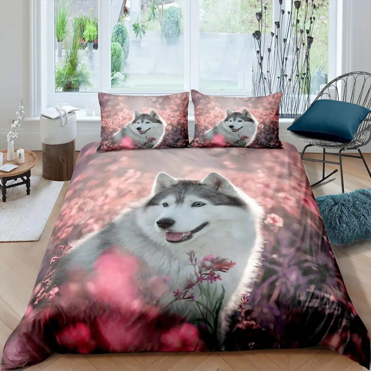 Husky Duvet Cover Puppy Pet Flower Floral Jungle Natural Scenery Cute Animal Bedding Set Polyester Double Queen King Quilt Cover
Husky Duvet Cover Puppy Pet Flower Floral Jungle Natural Scenery Cute Animal Bedding Set Polyester Double Queen King Quilt Cover
