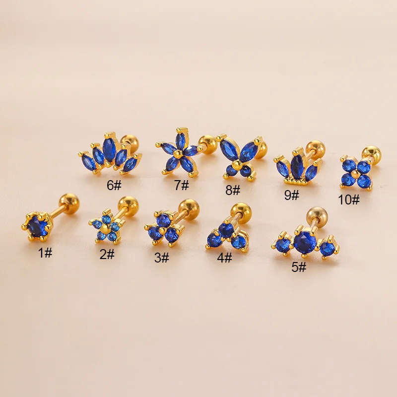 1Piece Crown Flower Blue Zircon Stud Earring for Women 20G Stainless Steel Conch Tragus Cartilage Earring Helix Piercing Jewelry
1Piece Crown Flower Blue Zircon Stud Earring for Women 20G Stainless Steel Conch Tragus Cartilage Earring Helix Piercing Jewelry
