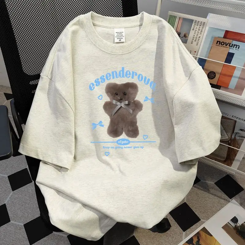 Cotton American simple niche cute bear print T-shirt summer women loose personality street y2k hip hop retro round neck top
Cotton American simple niche cute bear print T-shirt summer women loose personality street y2k hip hop retro round neck top