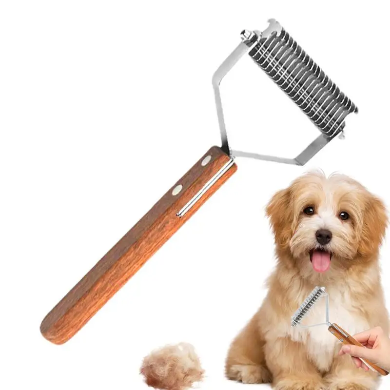 

stainless steel Pet Hair Comb 1PCS efficient Comfortable Cat Grooming Comb effortless reliable dog hair comb with Wooden Handle