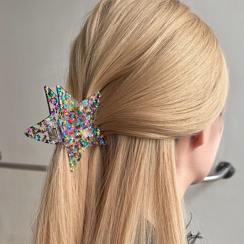 New Korean Y2k Hairpin Color Star Hair Claw Temperament Large Shiny Pentagram Shark Clip Hair Accessories for Women Headwear
New Korean Y2k Hairpin Color Star Hair Claw Temperament Large Shiny Pentagram Shark Clip Hair Accessories for Women Headwear