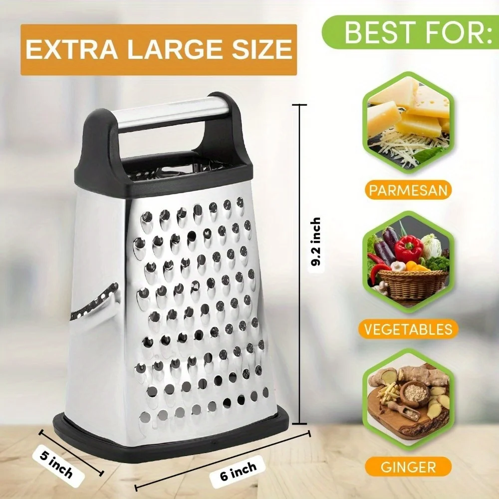 Stainless Steel Professional Cheese Grater, 4 Sides - Perfect Box Grater for Parmesan Cheese, Vegetables, Ginger Mini portable b
Stainless Steel Professional Cheese Grater, 4 Sides - Perfect Box Grater for Parmesan Cheese, Vegetables, Ginger Mini portable b