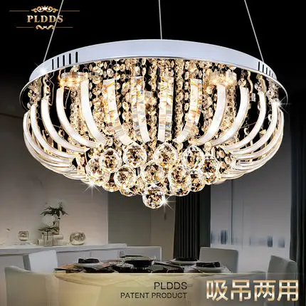 

LED crystal chandelier restaurant rounded ceiling decorated light modern European dining room bedroom lamp