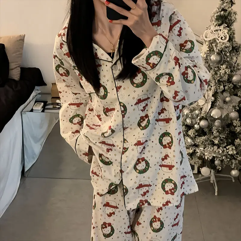 Kawaii Рождественская пижама Hello Kitty Sanrios аниме мультфильм девочка сердце весна осень с длинным рукавом Домашняя одежда ночная рубашка подарок
Kawaii Рождественская пижама Hello Kitty Sanrios аниме мультфильм девочка сердце весна осень с длинным рукавом Домашняя одежда ночная рубашка подарок
