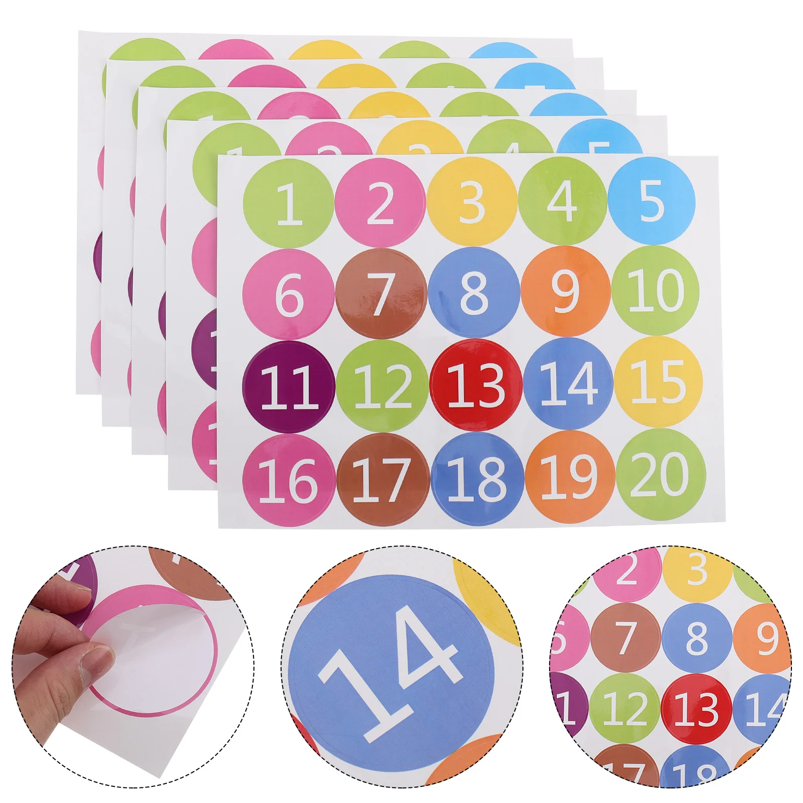 

5 Sheets Round Number Stickers Practical Number Paster Home Decoration