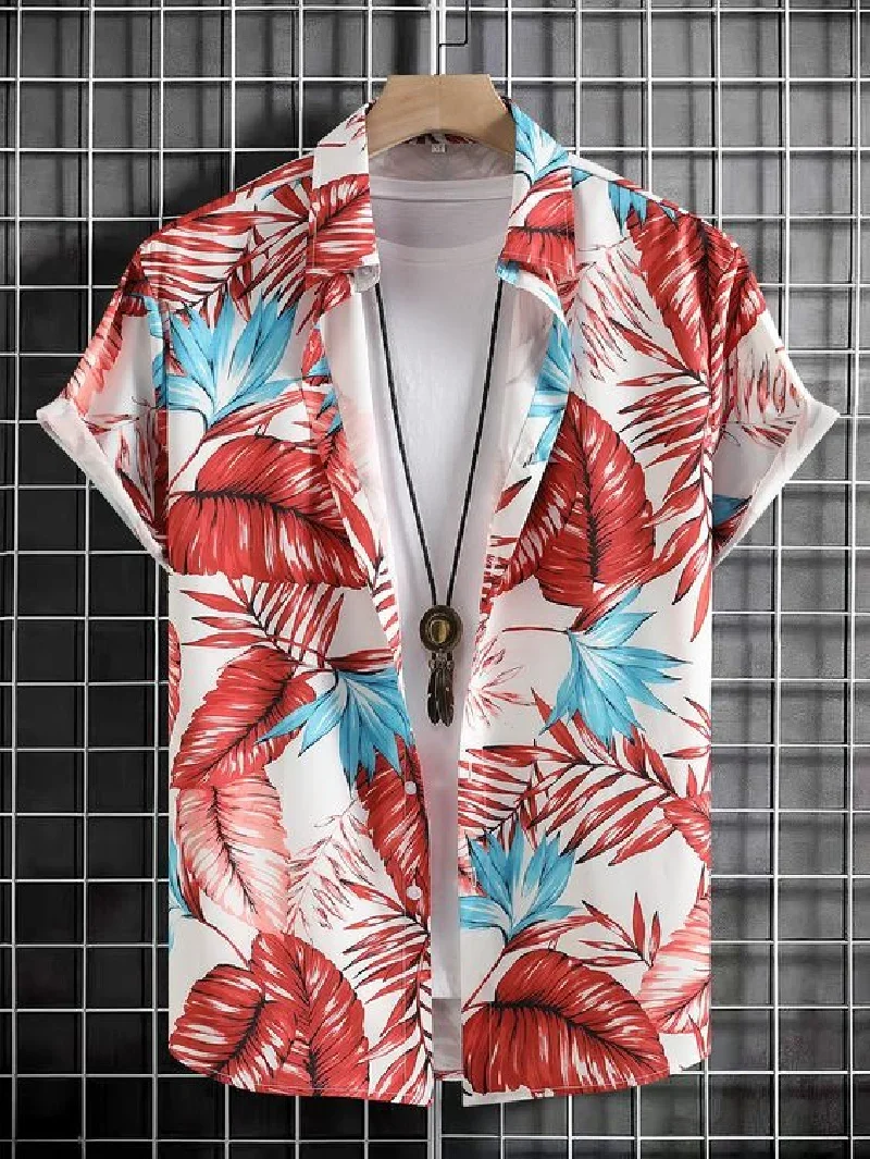 

Botanical Floral Design Print Pattern Men Women Casual Shirts Fashion Short Sleeve Shirts Button Ups