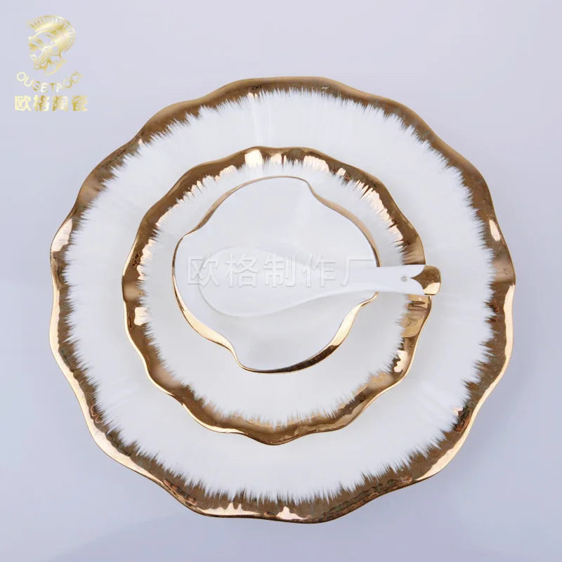 Conjunto de prato de comida ocidental osso, prato de carne, talheres, modelo, sala de decoração, hotel, preço especial
Conjunto de prato de comida ocidental osso, prato de carne, talheres, modelo, sala de decoração, hotel, preço especial