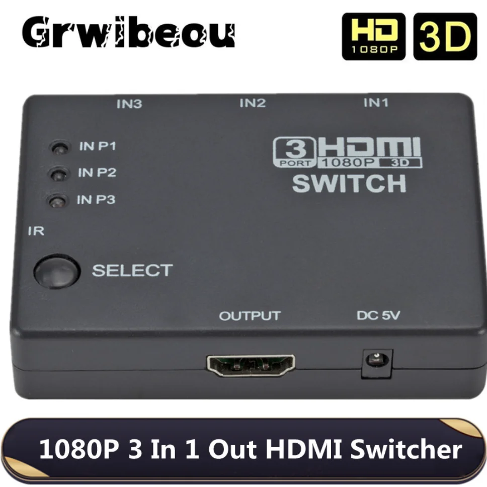 

3x1 HDMI-Compatible Switcher Splitter HD 1080P HDMI Switch Adapter 3 Input 1 Output HDMI Hub for Xbox PS4 DVD HDTV PC Laptop TV