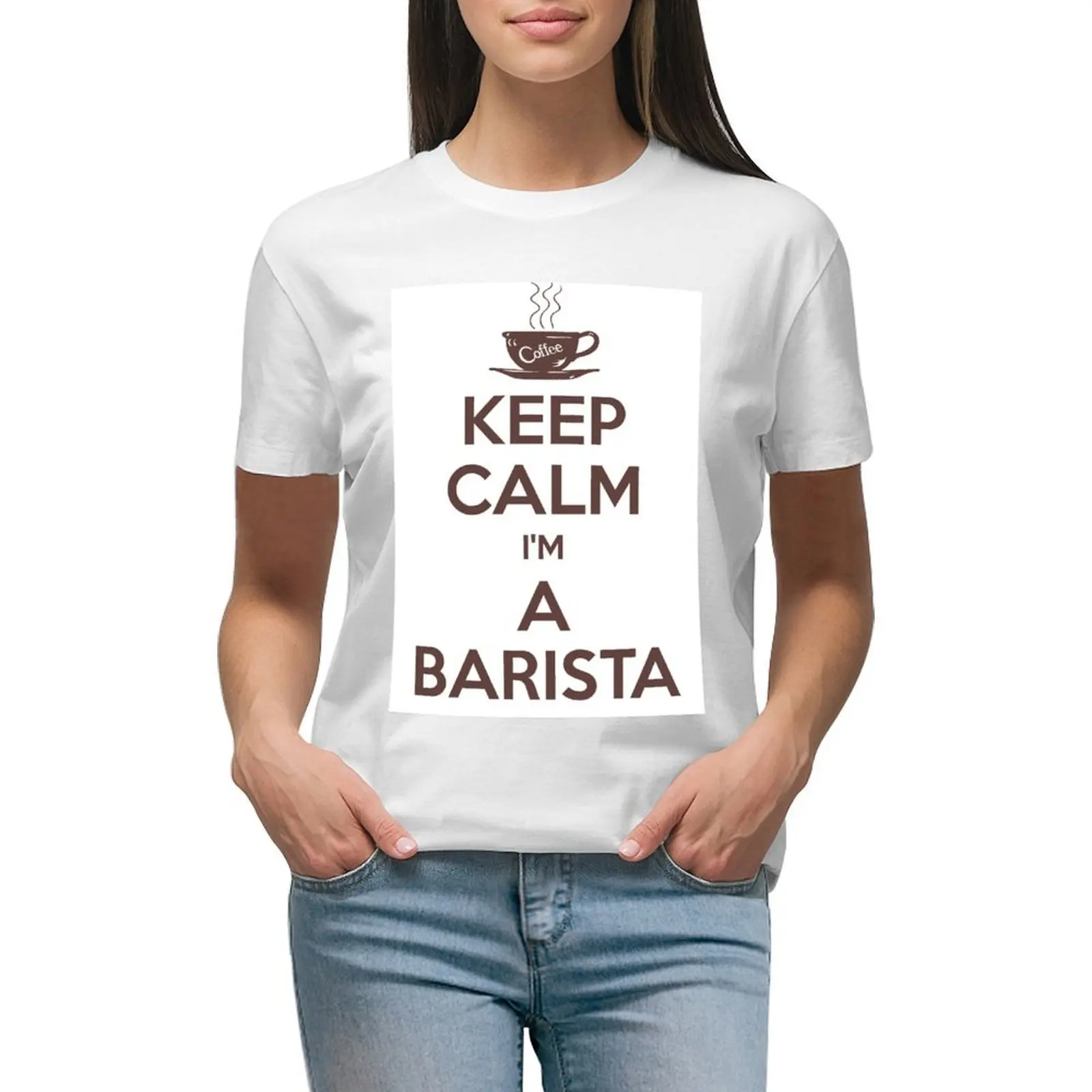 

Keep calm, I'm a barista T-shirt shirts graphic tees tees female cat shirts for Women