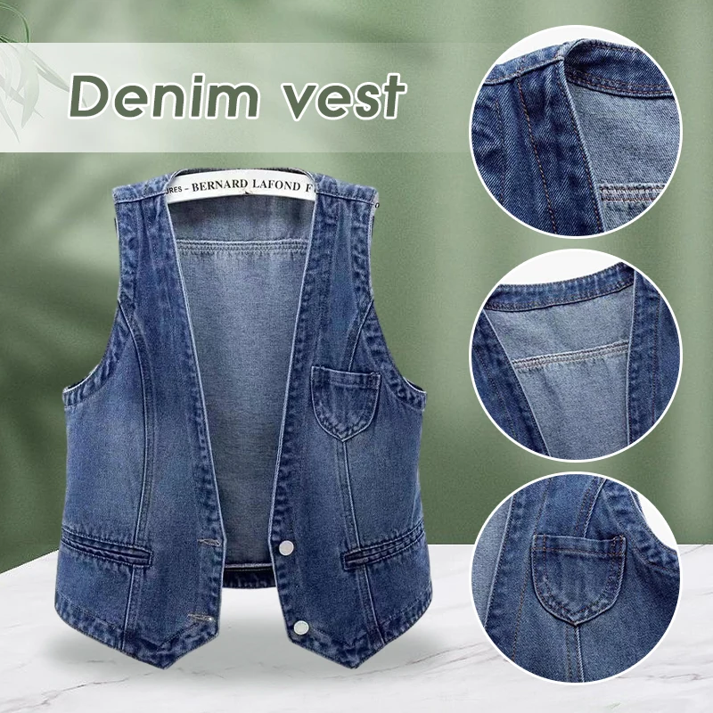 Women Spring Summer Fashion V-Neck Denim Vests Streetwear Sleeveless Jacket Casual Vintage Elegant Jeans Waistcoat 5XL 
Women Spring Summer Fashion V-Neck Denim Vests Streetwear Sleeveless Jacket Casual Vintage Elegant Jeans Waistcoat 5XL