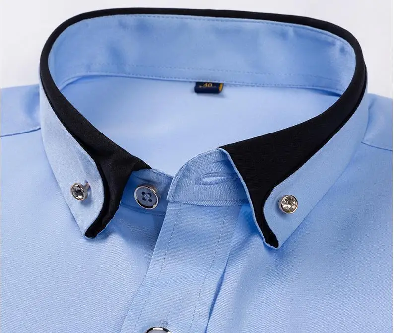For Men's Business Dress Shirts Male Formal Button-Down Social Collar Camisa Social Elastic Anti-wrinkle Casual Men Shirt Pocket 37 S3732029449d1474dacb74a6d5f41fcddd