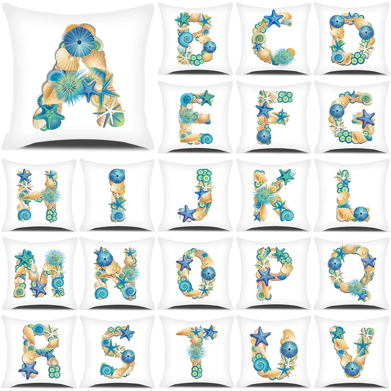 Summer Decorative Cushion Cover 45x45cm Pillowcase Cute Shell Conch Alphabets White Pillow Cover Throw Pillow Case for Home Sofa
Summer Decorative Cushion Cover 45x45cm Pillowcase Cute Shell Conch Alphabets White Pillow Cover Throw Pillow Case for Home Sofa