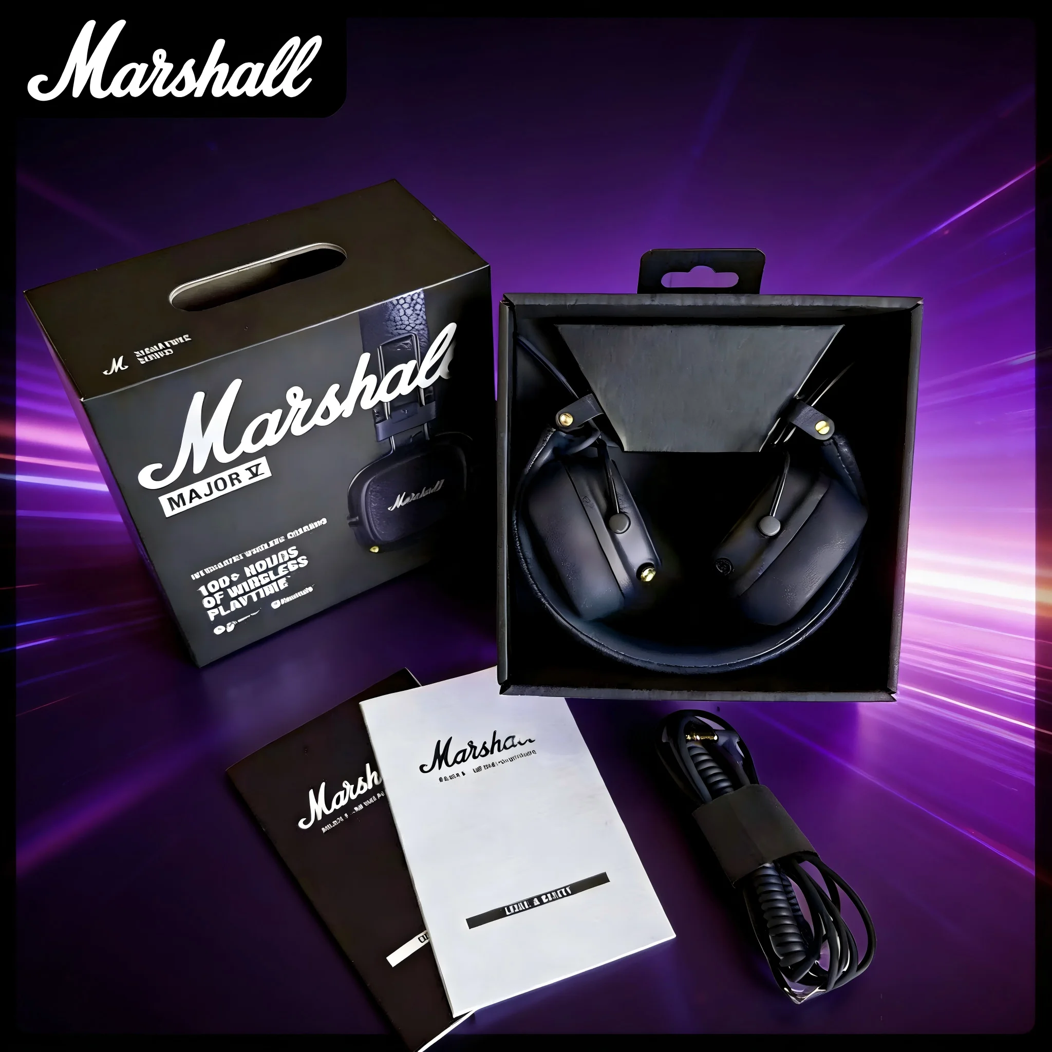 Marshall Major V 5 Wireless Bluetooth On-Ear Headphones Deep Bass Surround Sound Sport Gaming Video Headset with Microphone Marshall Major V 5 Wireless Bluetooth On-Ear Headphones Deep Bass Surround Sound Sport Gaming Video Headset with Microphone