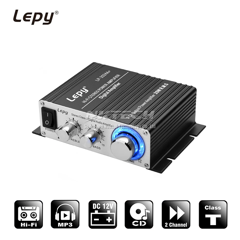 

LP-2024A+ Lepy Digital Audio Amplifier Power AMP Hi-Fi Home Stereo Class-T Car DIY Player 2CH RMS 20W BASS For MP3 MP4 iPod