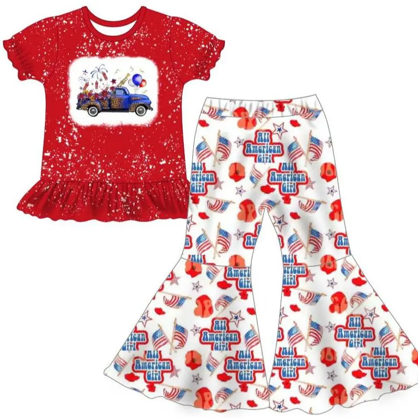 

Детская одежда на День независимости для девочек, шорты-клеш с надписью, со звездами и полосками, 4 июля, лоскутные брюки