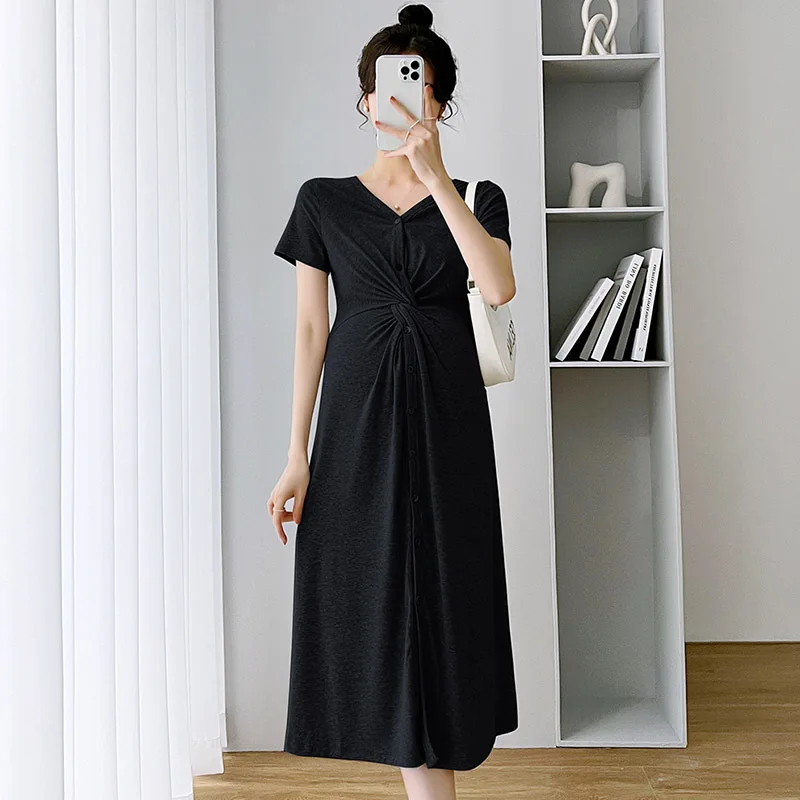 Maternity Dress Summer 2022 V-neck Breastfeeding Slim Waist Short-sleeved Temperament Solid Color High Waist Cotton Long Skirt
Maternity Dress Summer 2022 V-neck Breastfeeding Slim Waist Short-sleeved Temperament Solid Color High Waist Cotton Long Skirt
