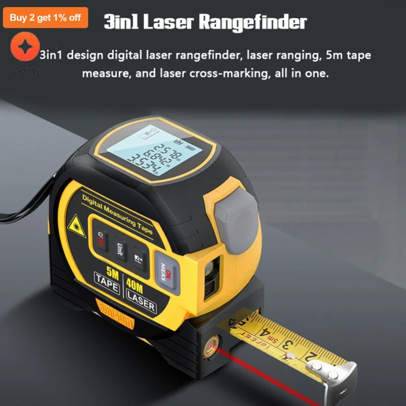 

Laser Distance Meter Measuring Laser Tape Measure Digital Laser Rangefinder Digital Electronic Roulette Stainless 5m Tape Ruler