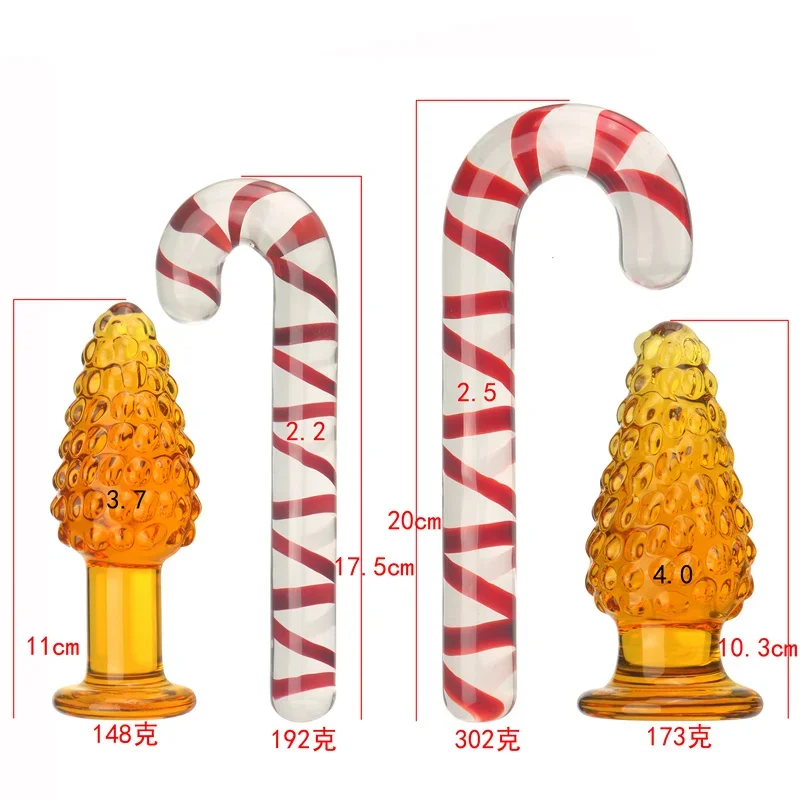 Godemichet Anal en Verre 7.0, Cadeau de Noël, Point G, Jaune Mât, Transparent, Élégant, Canne de Bonbon, Décorations de Noël, Cul 4