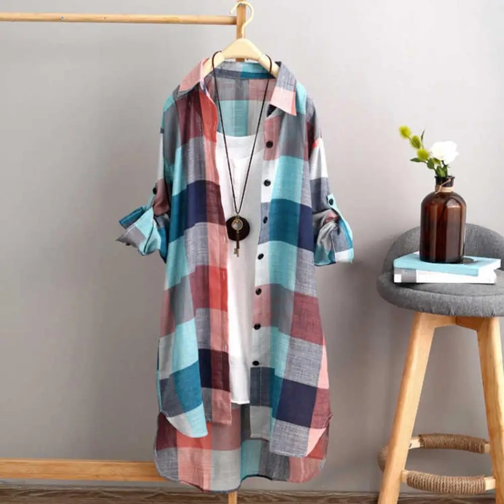 Check Print Women Shirt Women Shirt Plaid Print Women's Shirt Irregular Hem Long Sleeve Lapel Oversized Soft Breathable Lady Top
Check Print Women Shirt Women Shirt Plaid Print Women's Shirt Irregular Hem Long Sleeve Lapel Oversized Soft Breathable Lady Top