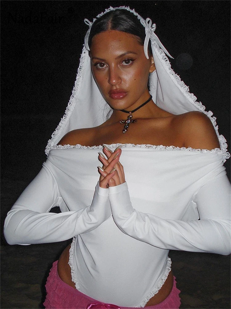 Nadafair Women‘s Long Sleeve Off Shoulder Bodysuits Basic Hoodie Lace Bow Gothic Tops Sexy Fitted Bodysuit White Y2K Spring 2024
Nadafair Women‘s Long Sleeve Off Shoulder Bodysuits Basic Hoodie Lace Bow Gothic Tops Sexy Fitted Bodysuit White Y2K Spring 2024