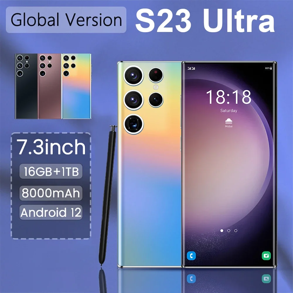 SmartPhone S23 Ultra 7.3 HD Android Mobile Phones Unlocked 4G/5G Dual Sim Card 8000mAh 16GB+1TB Cellphones 48MP+72MP Celulares
SmartPhone S23 Ultra 7.3 HD Android Mobile Phones Unlocked 4G/5G Dual Sim Card 8000mAh 16GB+1TB Cellphones 48MP+72MP Celulares