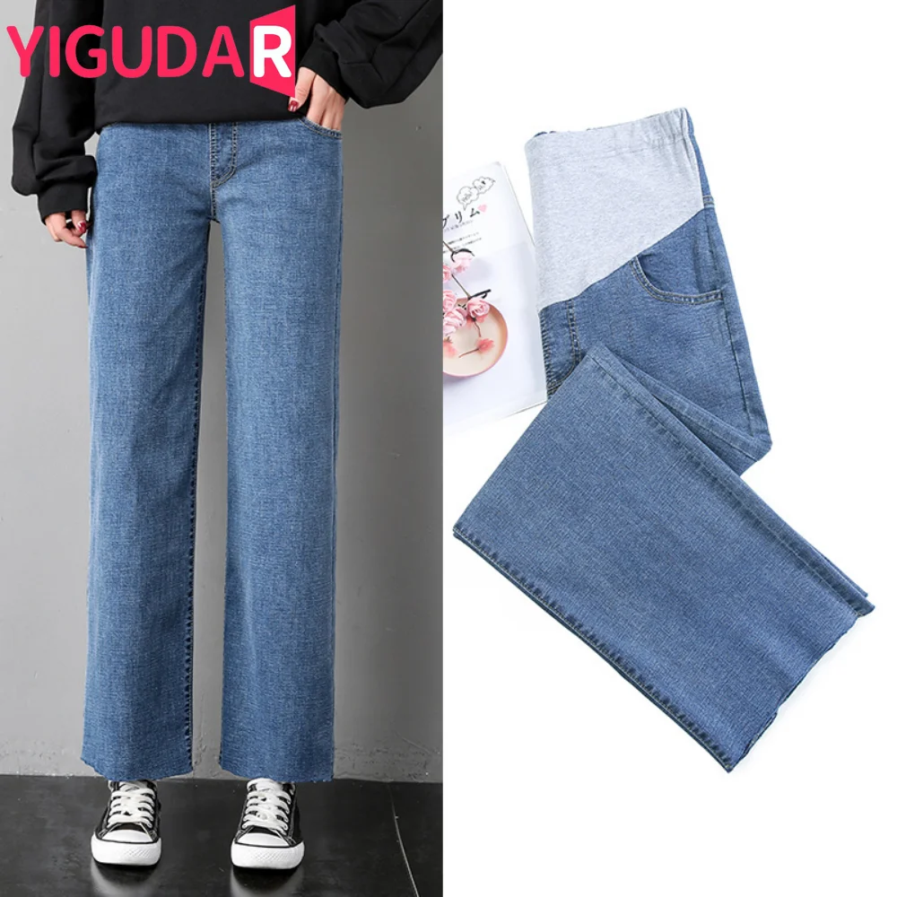 

Denim Maternity Jeans Wide Leg Loose Straight Spring High Waisted Casual Pants Clothes for Pregnant Women Pregnancy Trousers