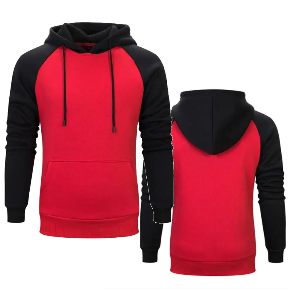 

Men's Hoodies Contrast Color Raglan Sleeve Fleece Sweatshirts Couples Hooded Sweater Sports Hoody Pullover Jumpers Tracksuits