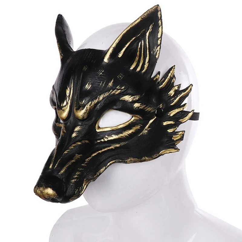 

Wolf Mask Cosplay Halloween Party Fox Half Face Mask Headgear Outdoor Ornament Men Costume Masquerade Dress up