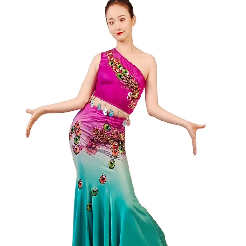 Dai dance dress Dance art test dress stage performance dress rental fishtail skirt Yunnan Xishuangbanna skirt green
Dai dance dress Dance art test dress stage performance dress rental fishtail skirt Yunnan Xishuangbanna skirt green