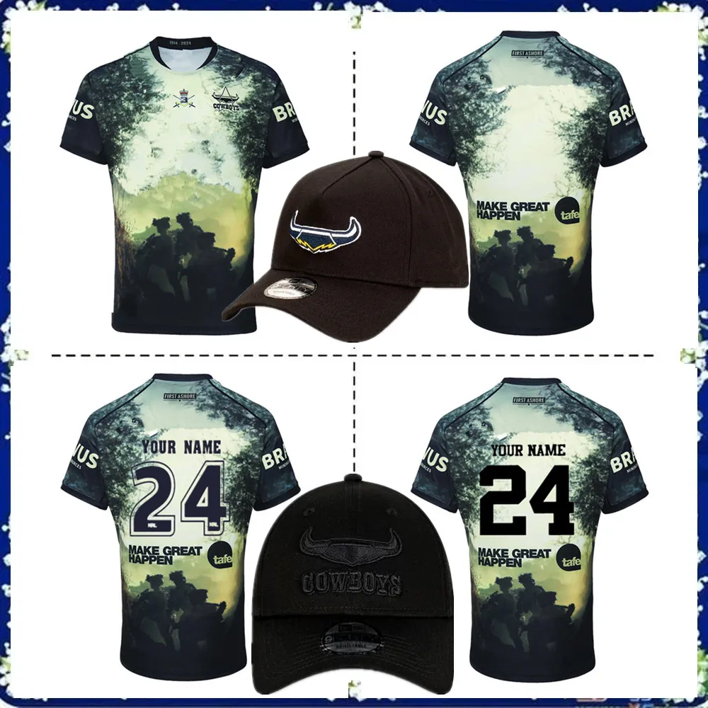 

2024 NORTH QUEENSLAND COWBOYS MENS DEFENCE RUGBY JERSEY 2023/24 Cowboys Indigenous MENS ANZAC TRAINING JERSEY size S--5XL