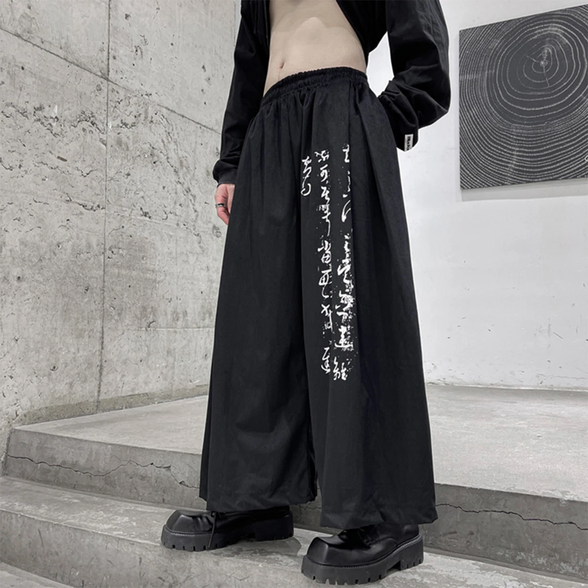 

Yohji Pants Yamamoto Darth Vader Pants Men's Wide Leg Chinese Style High-grade Chinese Retro Casual Calligraphy Pants Autumn