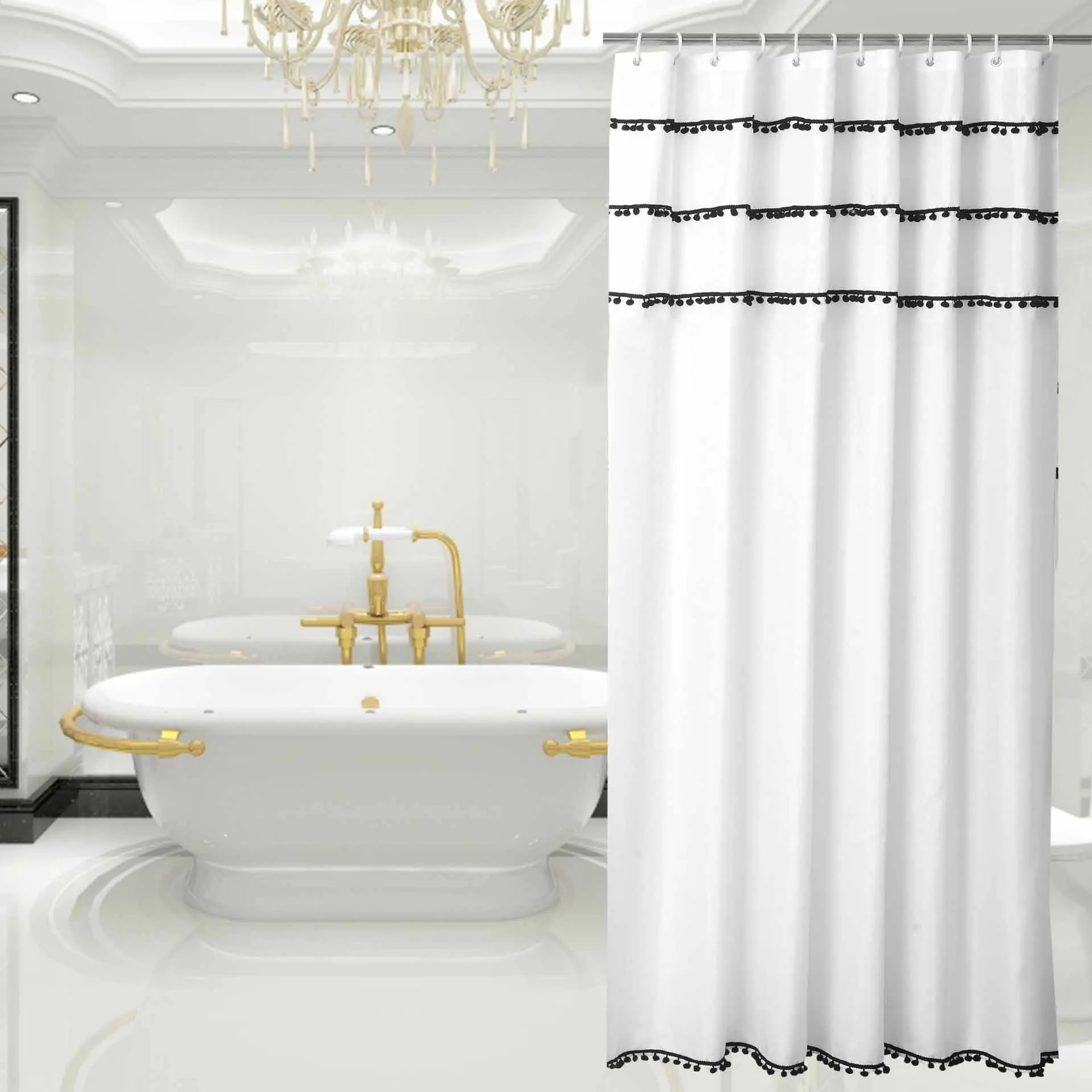 

Polyester Shower Curtain Household Bathing Cover Rectangle Waterproof Bathroom Curtains For Home Hotel