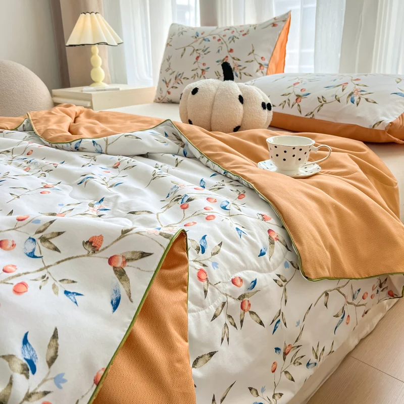 Summer Quilt Floral Style Duvets Single/Queen Size Comforter Thin Duvets Skin-friendly Bedspread edredones (No Pillowcase) Summer Quilt Floral Style Duvets Single/Queen Size Comforter Thin Duvets Skin-friendly Bedspread edredones (No Pillowcase)