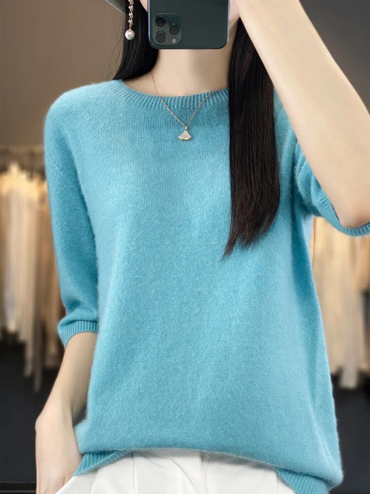 Aliselect Fashion Women Sweater 100% Merino Wool Tops Jerseys O-Neck Half Sleeve Pullover Spring Autumn Summer Clothing Knitwear
Aliselect Fashion Women Sweater 100% Merino Wool Tops Jerseys O-Neck Half Sleeve Pullover Spring Autumn Summer Clothing Knitwear