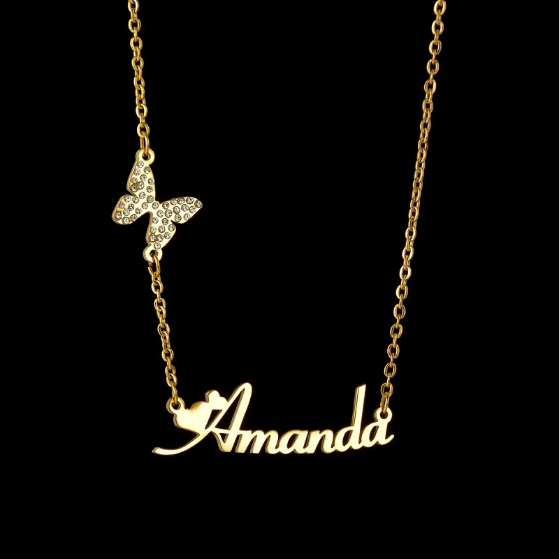 New Trendy Personalized Name Necklace Stainless Steel Customized Women Pendant Butterfly Heart Zircon Jewelry Accessories Gifts
New Trendy Personalized Name Necklace Stainless Steel Customized Women Pendant Butterfly Heart Zircon Jewelry Accessories Gifts