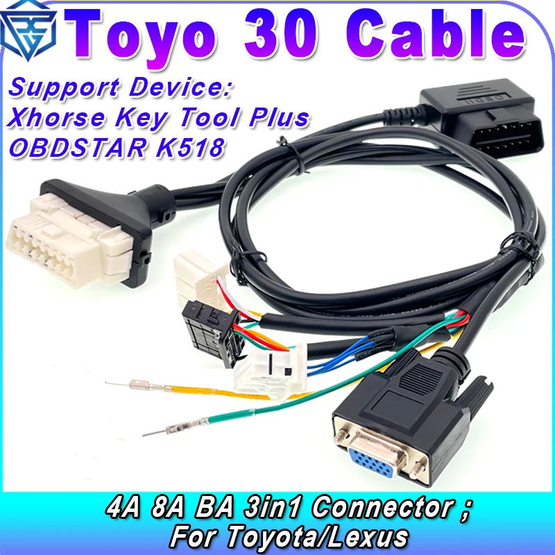 

Toyo 30 3 в 1 кабель 4A 8A BA коннектор кабель для смарт-ключей 16-контактный OBD-кабель для OBDSTAR K518 Xhorse ключ инструмент плюс для Toyota / Lexus