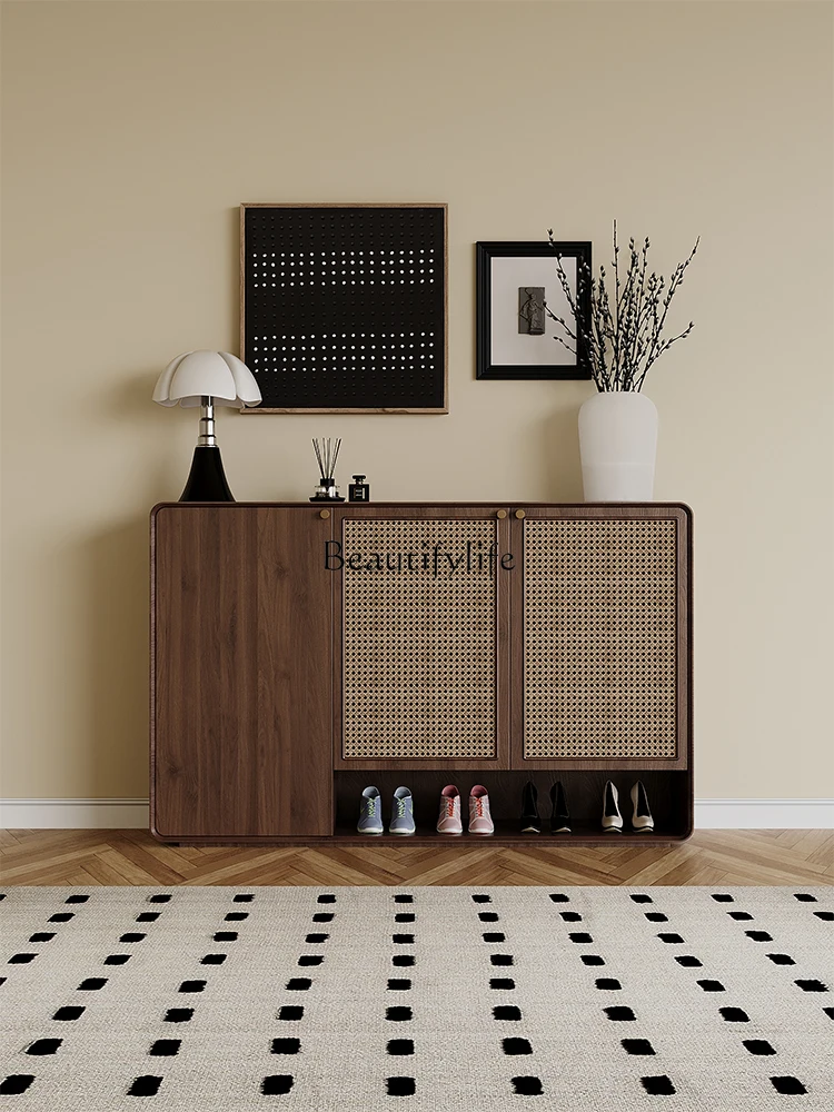 Walnut Shoe Cabinet Rattan Storage Modern Minimalist Door Ultra-Thin Shoe Cabinet
Walnut Shoe Cabinet Rattan Storage Modern Minimalist Door Ultra-Thin Shoe Cabinet