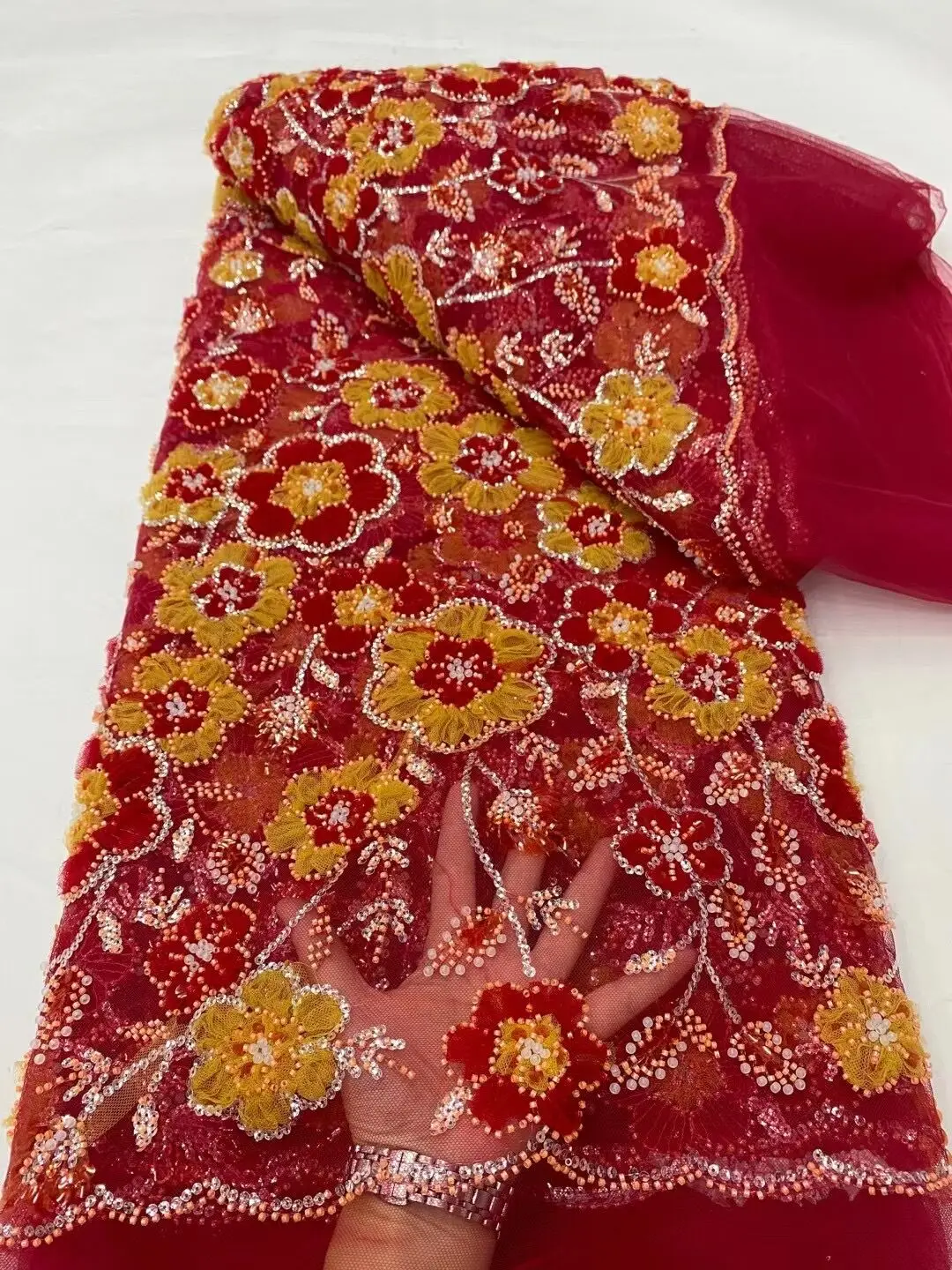 2024 High Quality African Nigerian Tulle Lace Fabric With Sequins Embroidery Sewing Guipure Net Cloth Prom Dresses Beads 5Yards
2024 High Quality African Nigerian Tulle Lace Fabric With Sequins Embroidery Sewing Guipure Net Cloth Prom Dresses Beads 5Yards