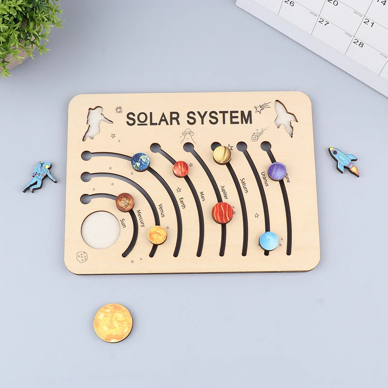 

Montessori Wooden Solar System Planets Jigsaw Puzzle Toys Children Early Education Board Game Set