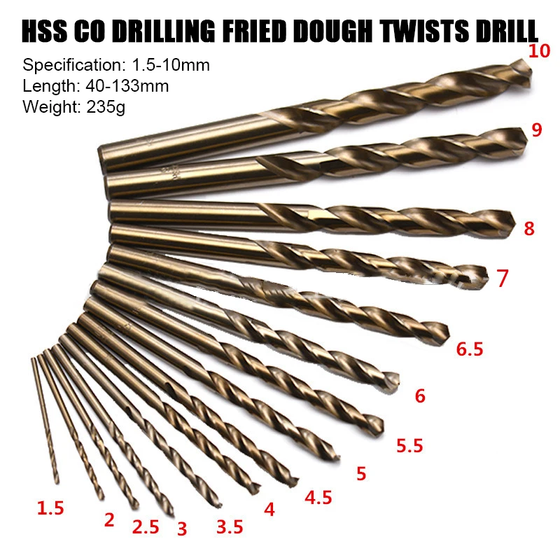 

15pcs 1.5-10mm Cobalt Twist Drill Bit Set HSS CO Drilling Bits Woodworking/Metalworking Tools Hole Cutter Power Tool Drills Bits