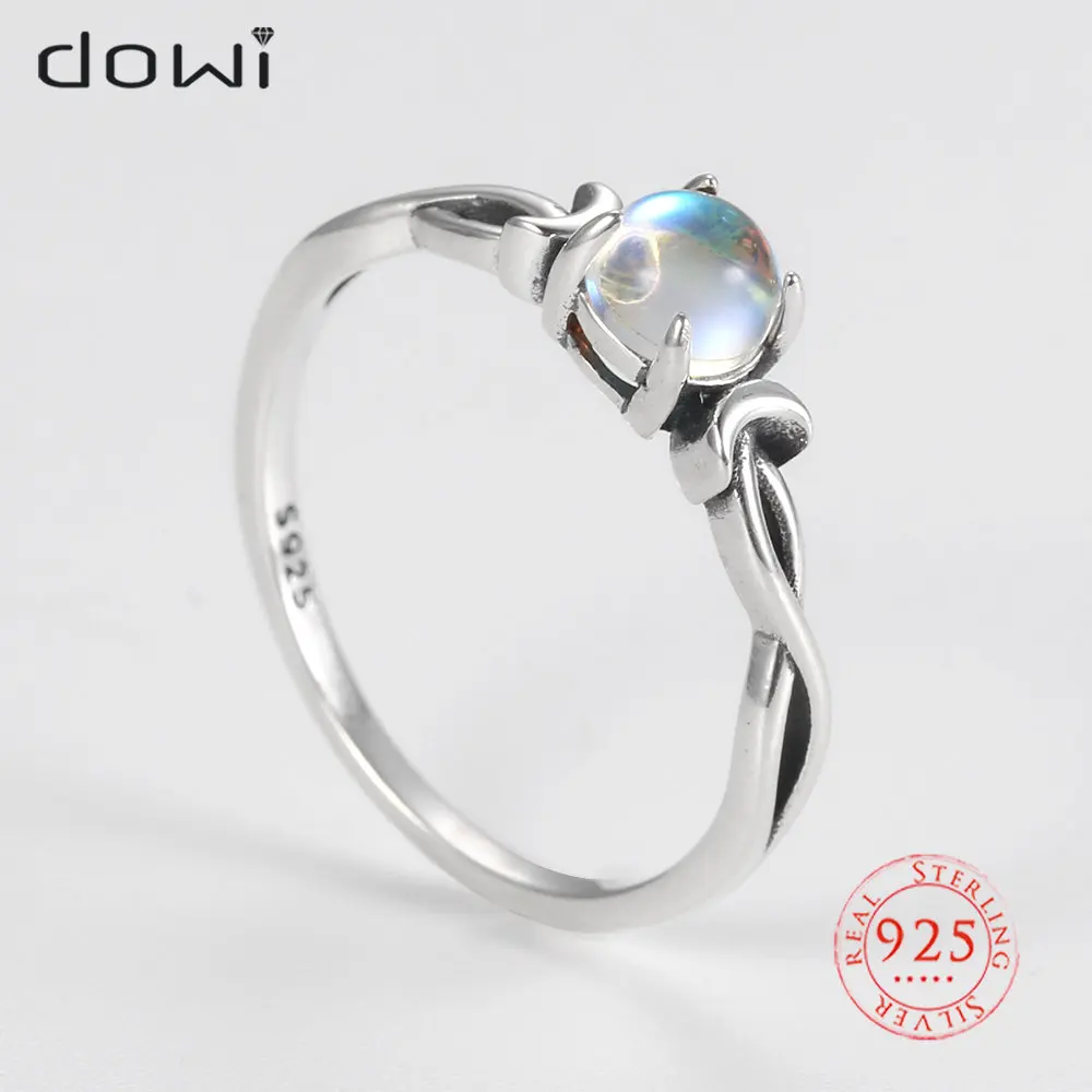 Dowi 925 Sterling Silver Round Moonstone Twist Finger Ring Minimalist Thin Women Engagement Dating Wedding Fine Jewelry 
Dowi 925 Sterling Silver Round Moonstone Twist Finger Ring Minimalist Thin Women Engagement Dating Wedding Fine Jewelry